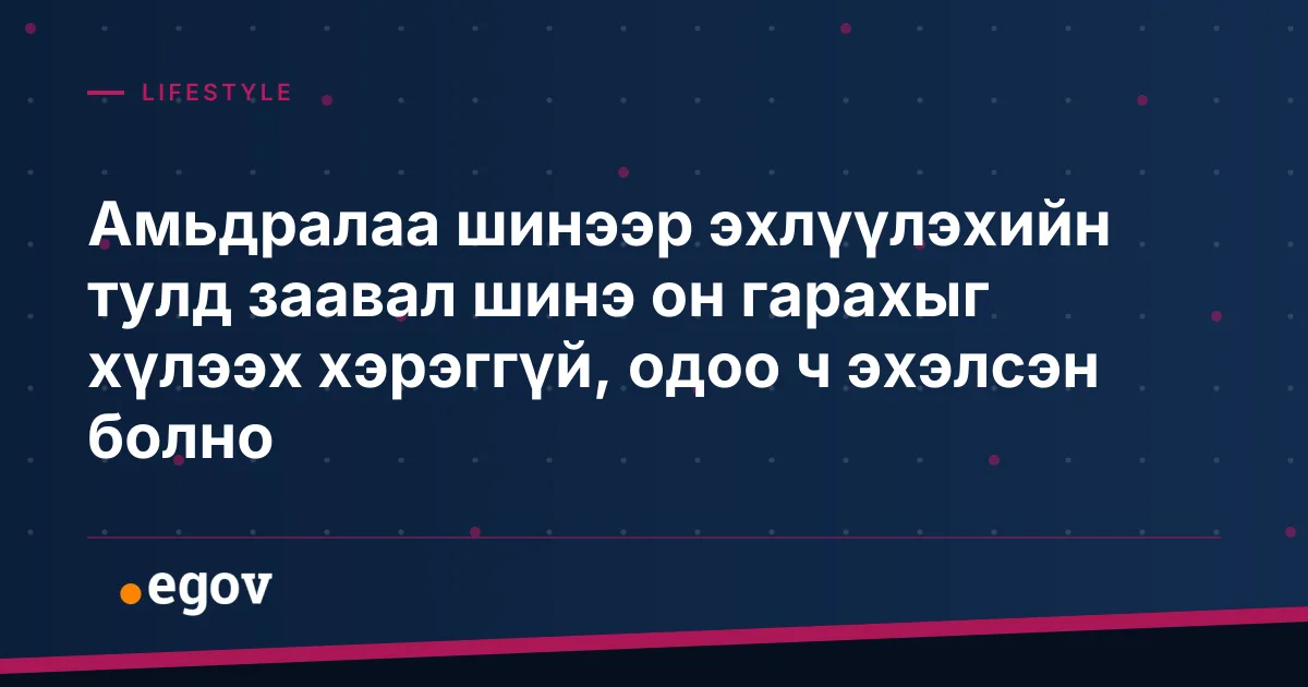 Амьдралаа шинээр эхлүүлэхийн тулд заавал шинэ он гарахыг хүлээх хэрэггүй, одоо ч эхэлсэн болно