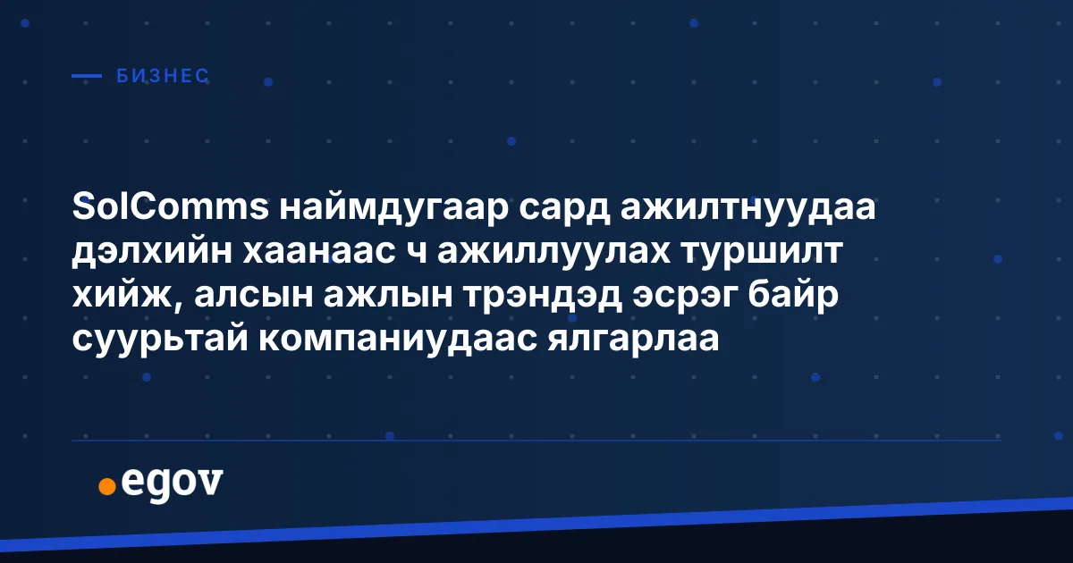 SolComms наймдугаар сард ажилтнуудаа дэлхийн хаанаас ч ажиллуулах туршилт хийж, алсын ажлын трэндэд эсрэг байр суурьтай компаниудаас ялгарлаа