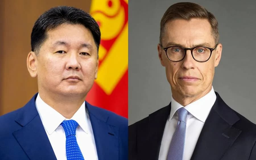 Монгол Улсын Ерөнхийлөгч У.Хүрэлсүх, Бүгд Найрамдах Финланд Улсын Ерөнхийлөгч Александер Стубб. Зураг: МОНЦАМЭ